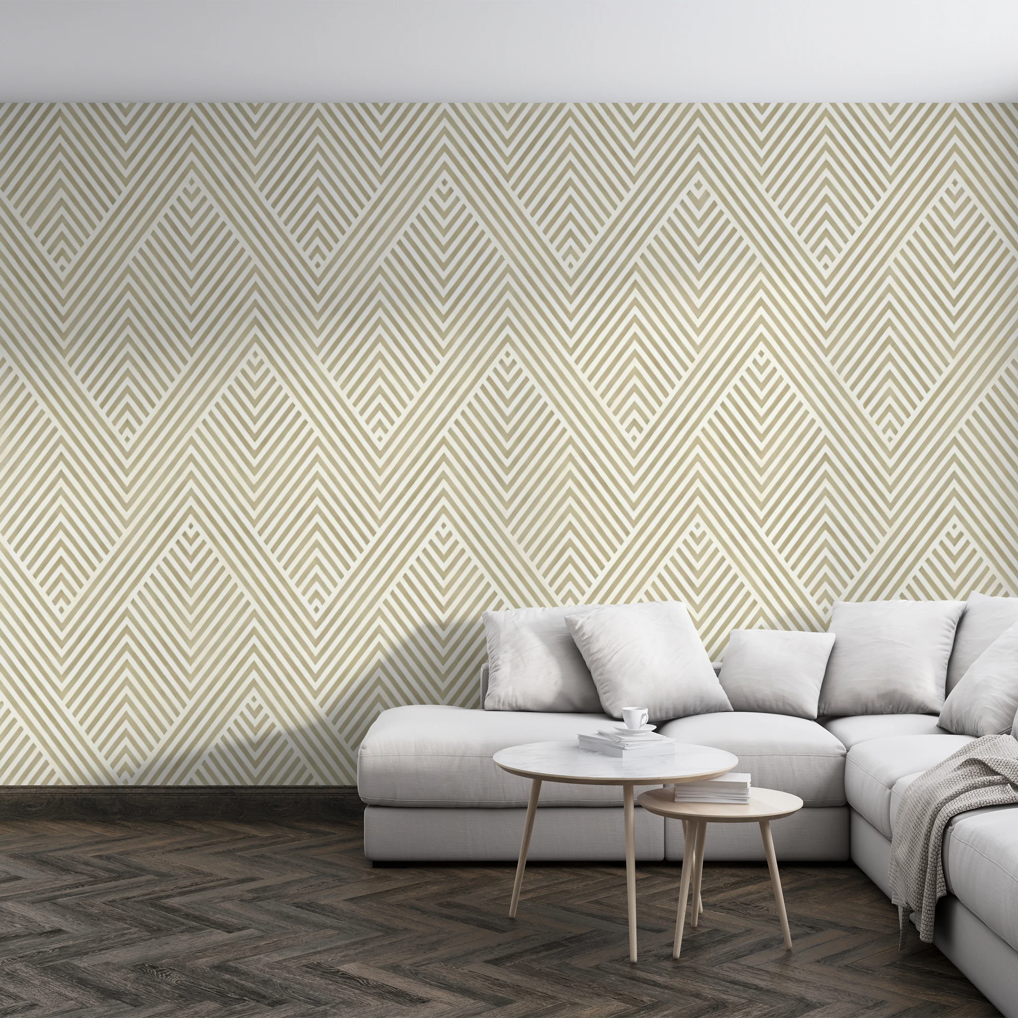 Geometric Diamond Stripe Wallpaper Beige Cream Self‑Adhesive Wall Mural Modern Minimalist Home Decor For Living Room Bedroom