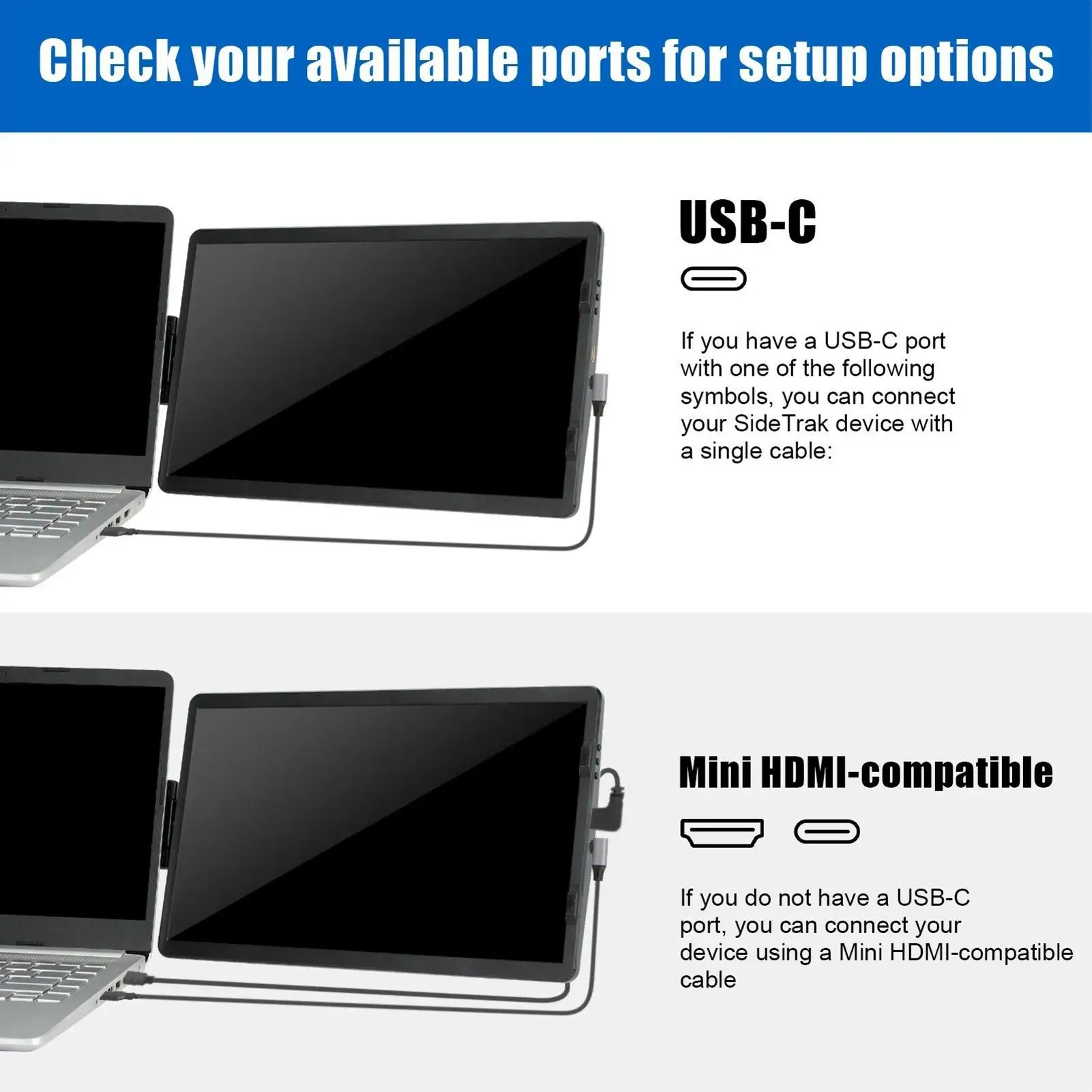 شاشة كمبيوتر محمول ممتدة محمولة 14.1 بوصة شاشة إضافية 1080P شاشة كمبيوتر محمول قابلة للتدوير مع منفذين لمؤتمر السفر