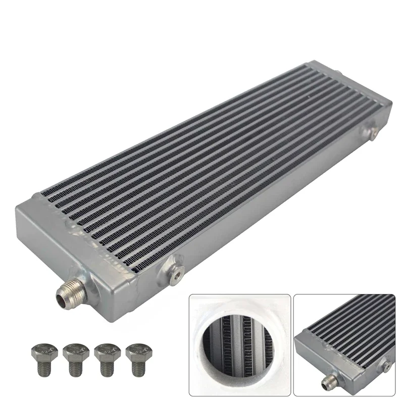 Black/Silver Universal Large Bar and Plate Single Cross Flow Oil Cooler 18.5