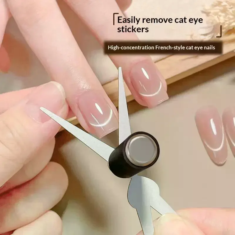 Double-head French Nail Art Magnet Set 3D Strong Cat Eye Gel Polish DIY V-Shaped Effect Manicure Magnetic Tool No Weak