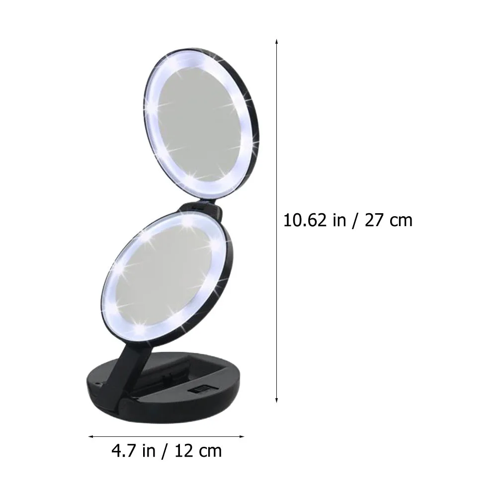 1Pcs Double Sided Folding Makeup Mirror Magnifying and Standard View Compact Design for Handbag Wallet Travel Use Black