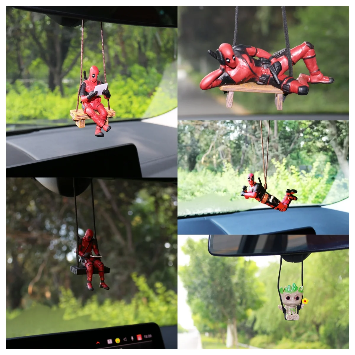 أنيمي ديدبول عمل الشكل سيارة الديكور الداخلي اللعب يجلس نموذج X-Men تمثال صغير قلادة اكسسوارات السيارات الاطفال هدية
