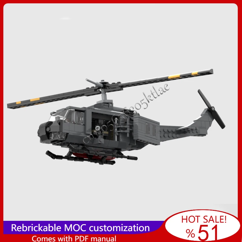 428 PCS MOC Funzionale Militare UH-1 Modello di Elicottero Modulare Blocchi di Costruzione Tecnologia di Montaggio Giocattoli Per Bambini Regali di Festival