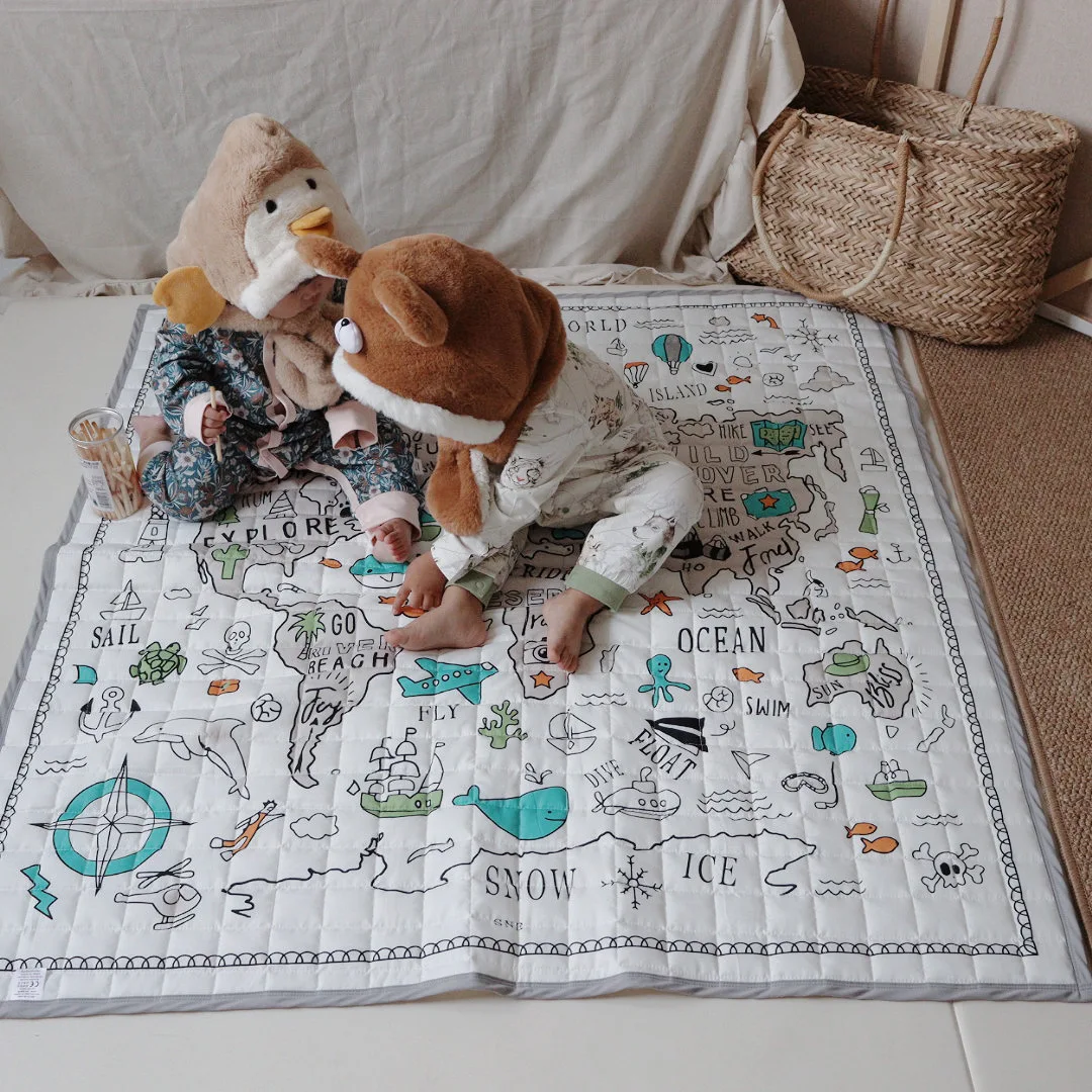 

Ins Baby Quilted Play Mat Nautical Print Kids Play Mat Crawling Mat Toddler Photography Air Conditioning Carpet
