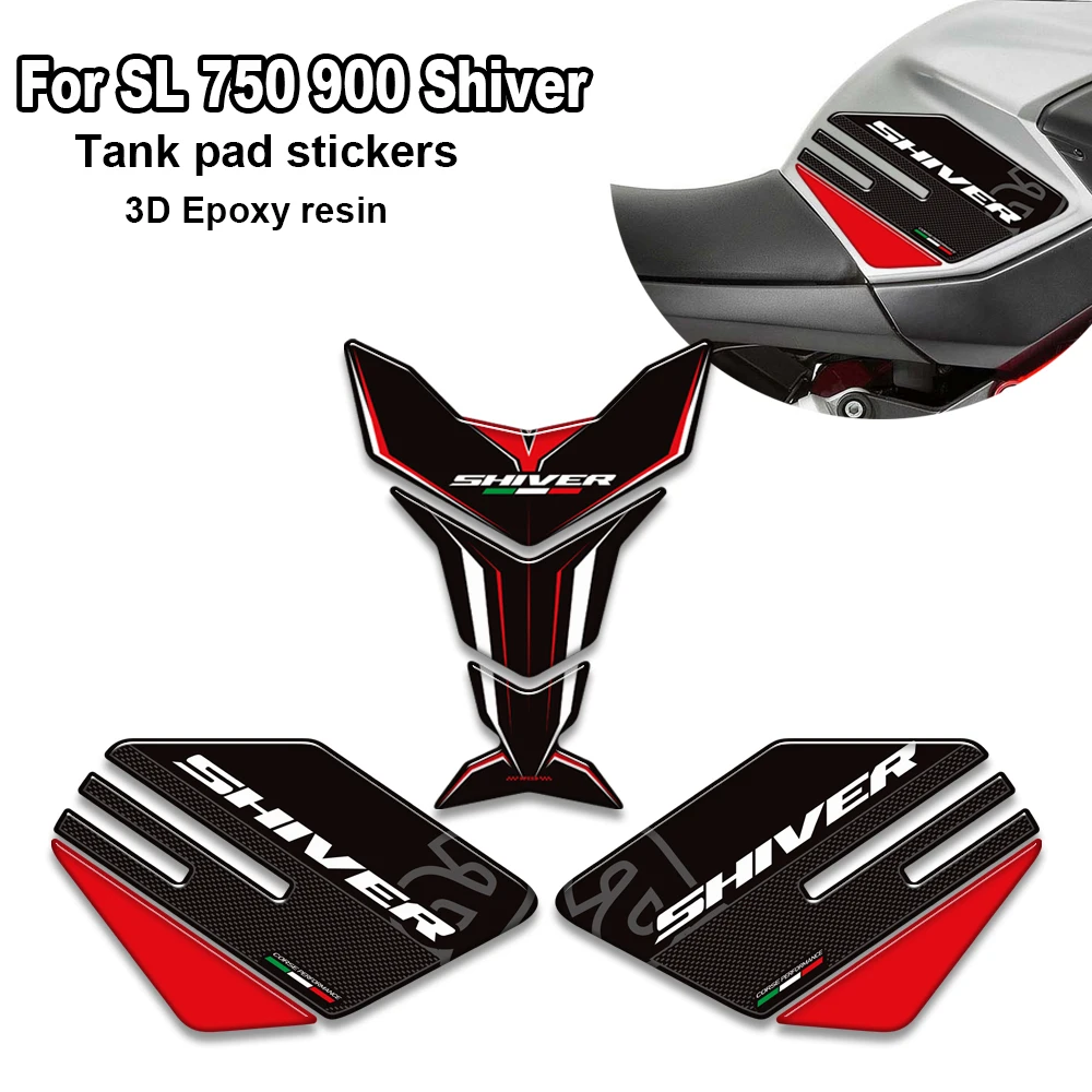 

﻿ Motorcycle Tank Pad Grips Gas Fuel Oil Kit Knee 3D Stickers Decal Protector Aprilia SL 750 900 Shiver 2018-2022