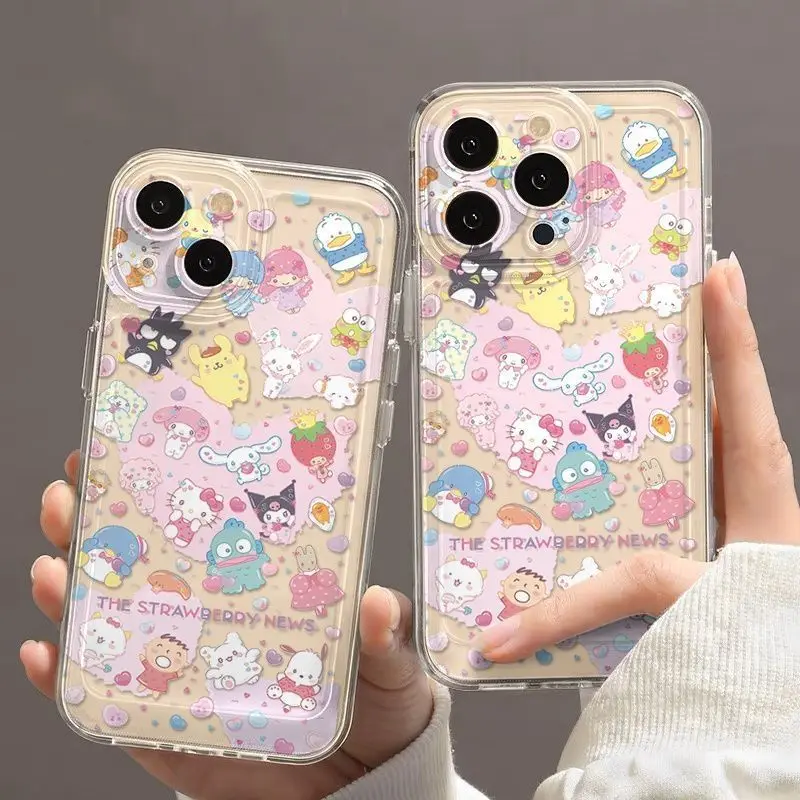 

New Kawaii Sanrio Collection Cute Transparent Soft Silicone Phone Case Applicable To iPhone 16 15 14 13 12 11 Pro Max