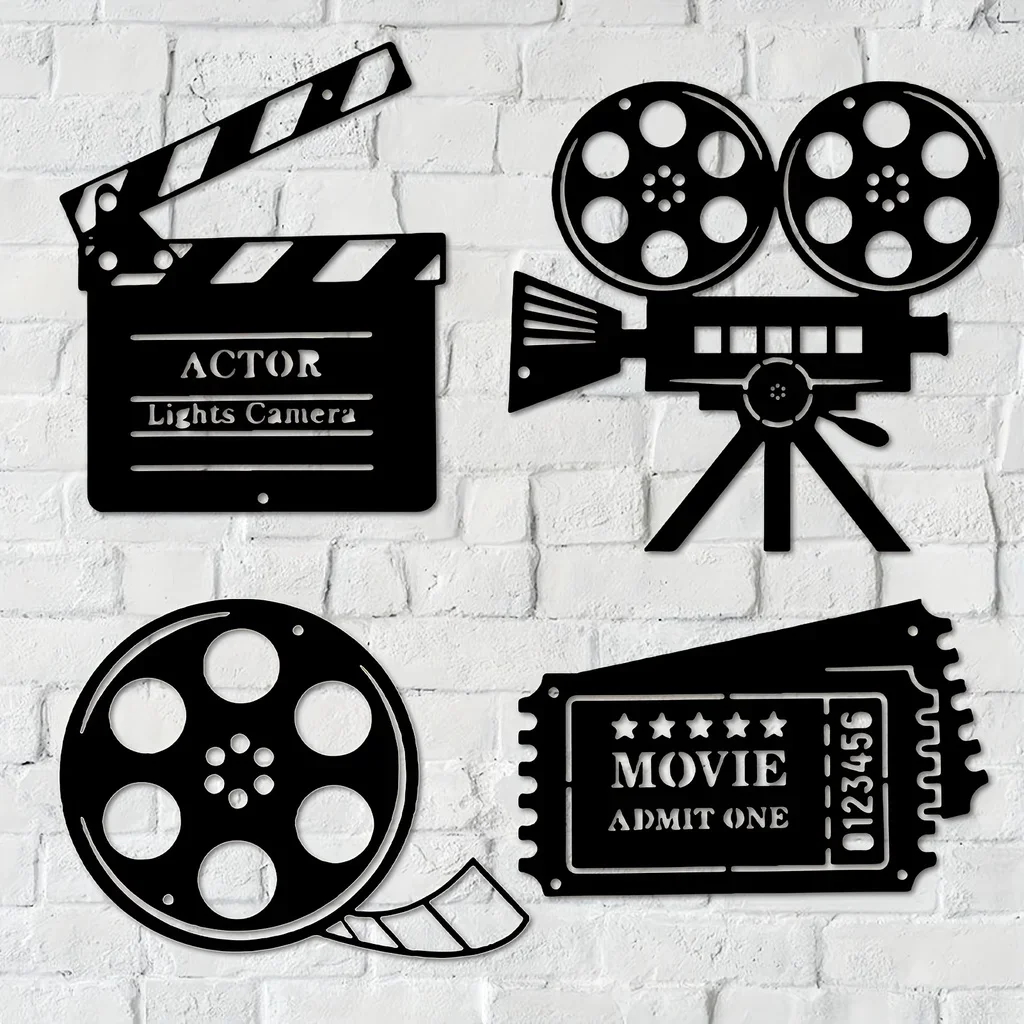 CIFbuy Movie Theater Decor, Movie Theater Room Decor, Cinema Wall Art Metal Movie Reel Wall Sign, Film Wall Decoration