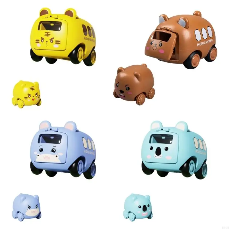 090B Kids Vehicle Toy Car Press and Go Diecast Vehicle Model Car Toy Press and Go Action Lovely Animal Figures