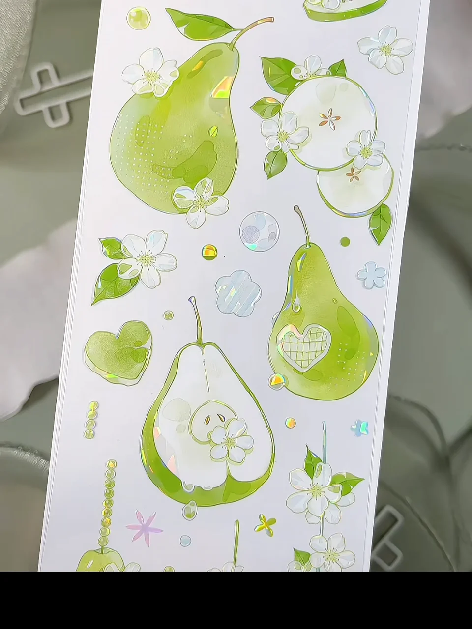 

Washi pet tape a sweet pear shiny sydney green white fresh fruit day and evening card diy journal pear flower loop sample