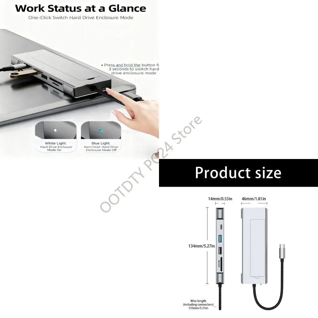 

H7BA Plugs and Play USB Hubs for M.2 SSD Supporting 10Gbps USB 3.2 Fast Data Transfer Design with Multiple Connectivities