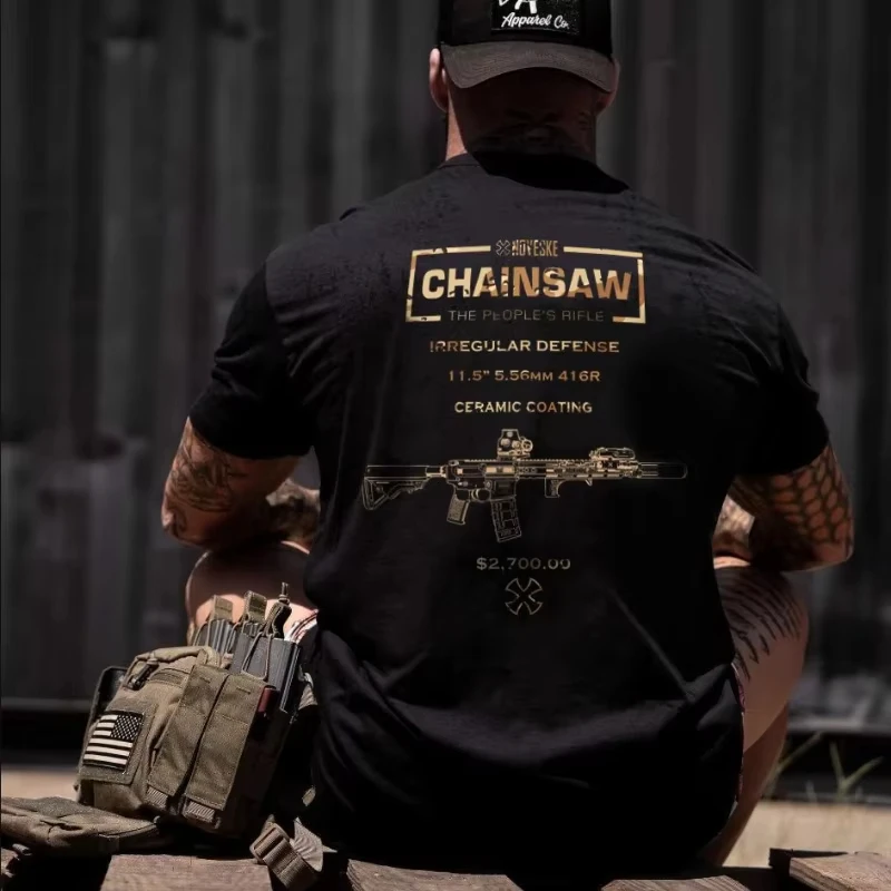 Pure Cotton Tactical Short-sleeved Printed Trendy Brand Military Enthusiast Shooting Training Men Round-neck T-shirt for Outdoor