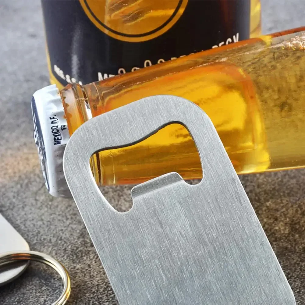 High Hardness Bottle Opener Manual Labor-saving Keychain Stainless Steel Flat Speed Beer Opener Can Opener for Home Kitchen Bar