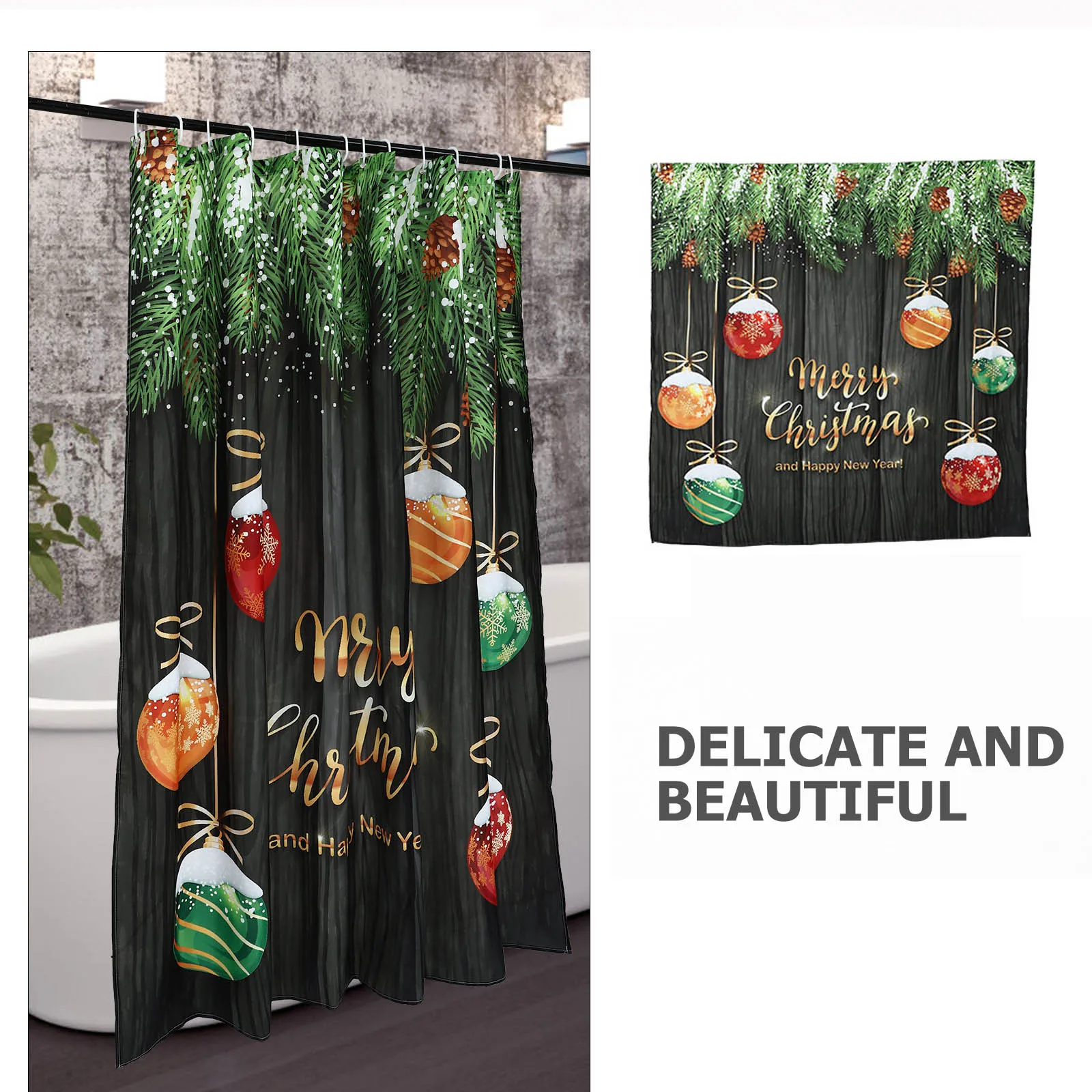 

Waterproof Shower Bathroom Drape Cartoon Cartoon Shower Curtain Hanging Home Adornment Polyester No Mold Christmas Gift