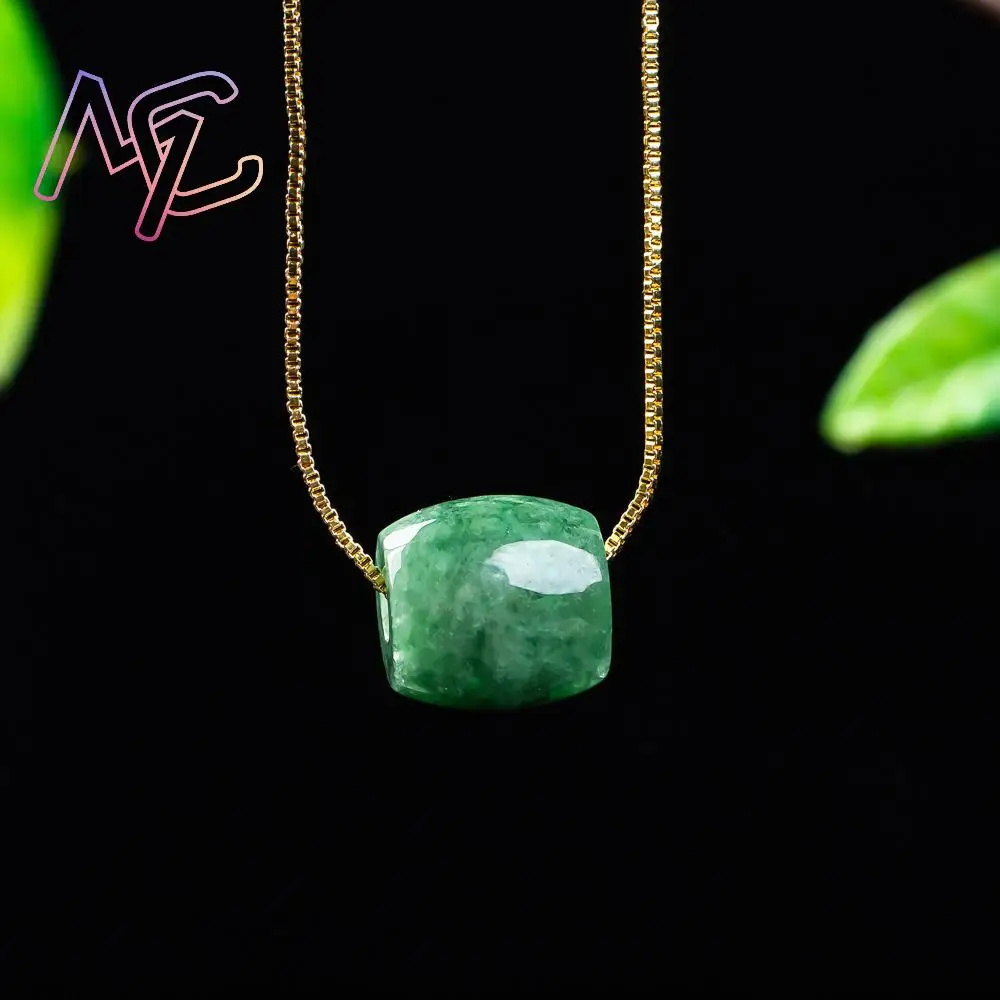 Natural Real Jade Bead Pendant Myanmar Jadeite Necklace Designer Amulet Fashion Luxury Vintage Gemstone Gifts for Women view 2