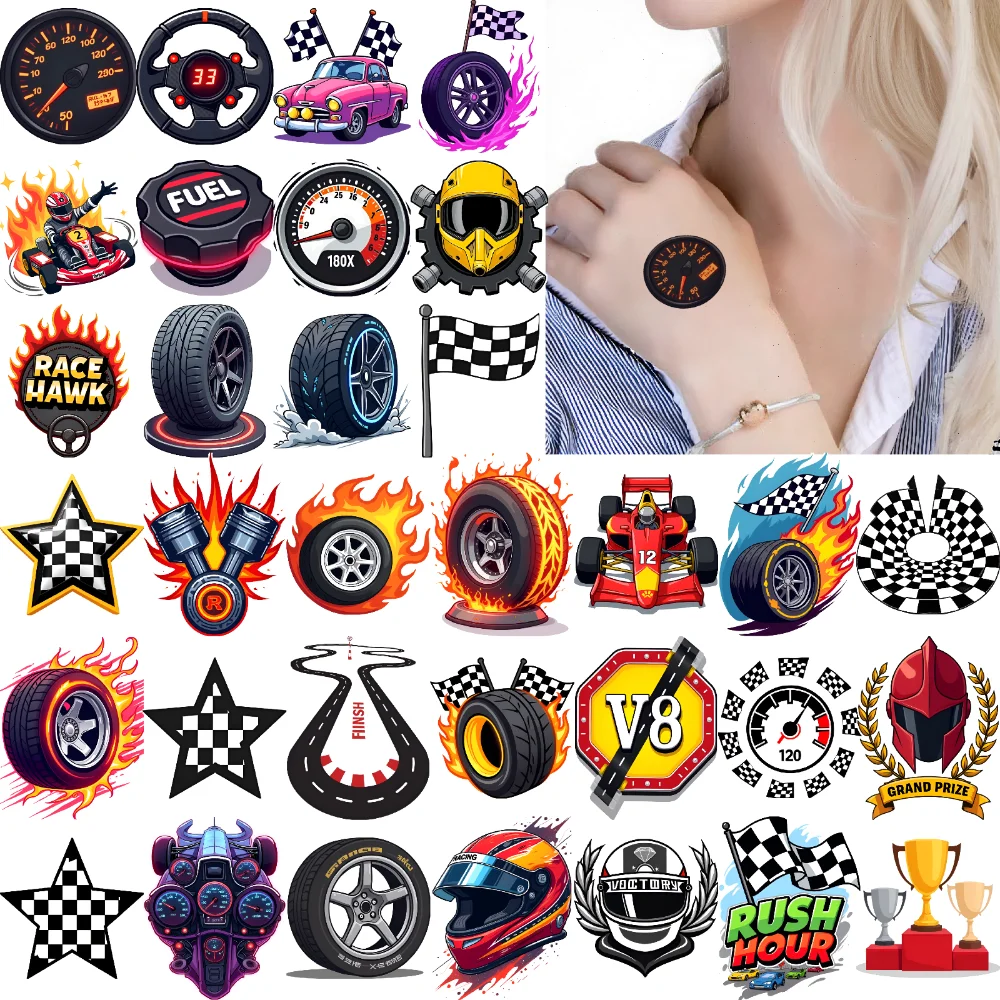 

63pcs Temporary Tattoo Car Emblems Temporary Tattoo Stickers Racing Stickers Cartoon For Shoulders Adults