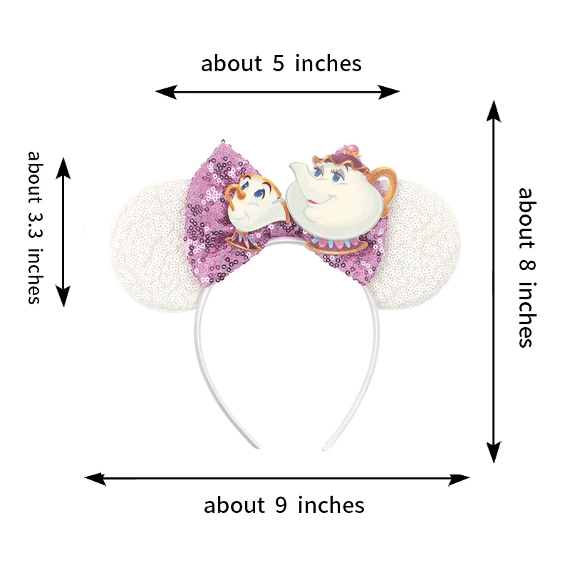 2026 Neuer Stil Pailletten-Ohrstirnband Pailletten-Schleifen Mädchen Erwachsene Kinder Halloween-Party Cosplay Haaraccessoires Prinzessinnen-Haarband – Detail 4