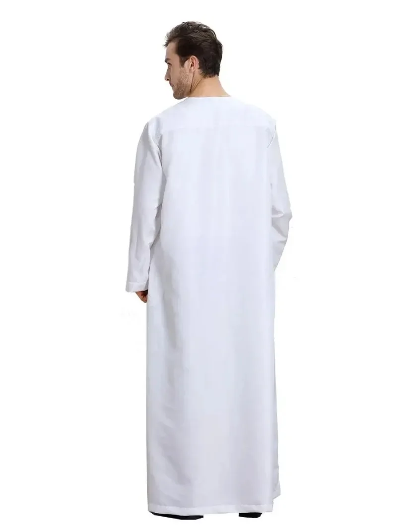 Uomini musulmani Casual manica lunga Jubba Thobe abbigliamento islamico Ramadan Kaftan Robe Dubai Saudi Abaya caftano Jubah caftano abito arabo