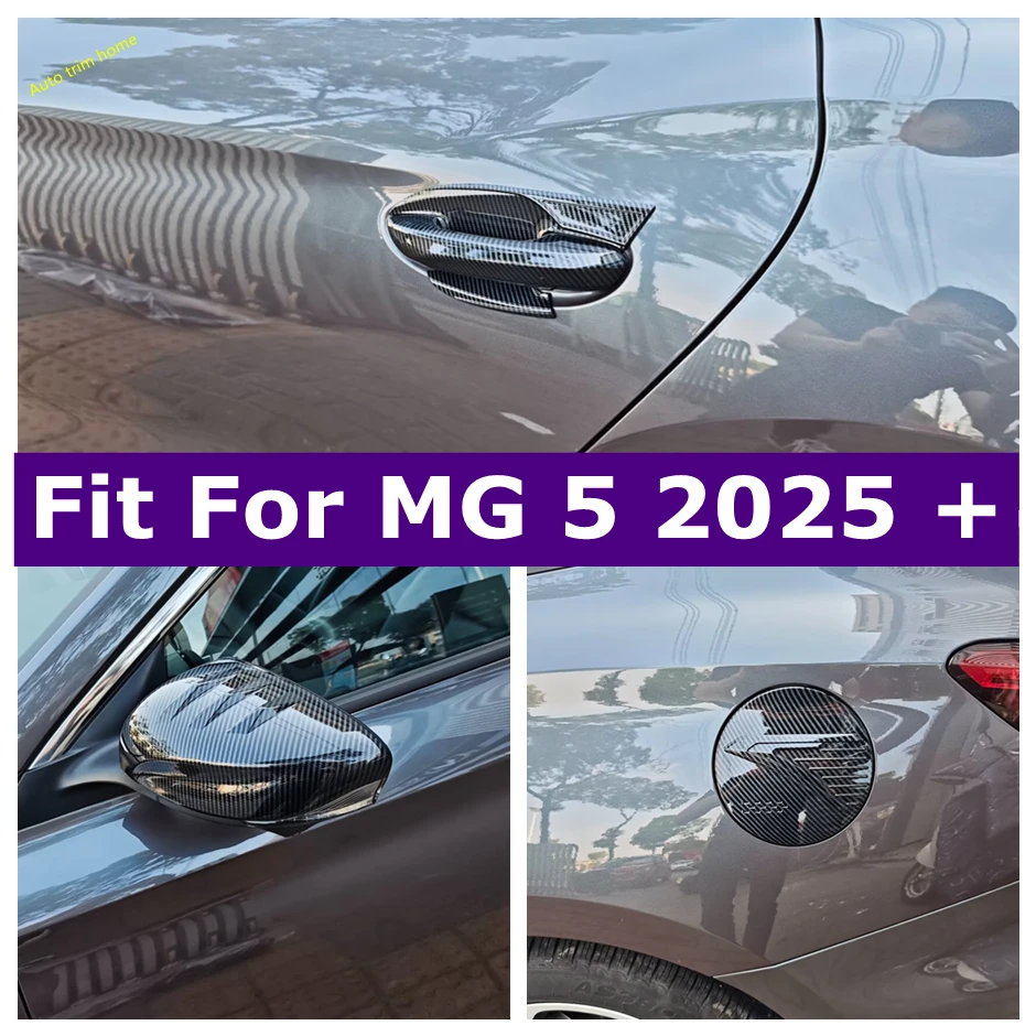 

Carbon Fiber Look Car Rearview Mirror / Door Handle Catch Bowl / Oil Gas Tank Decor Cover Trim For MG 5 2025 2026 Accessories