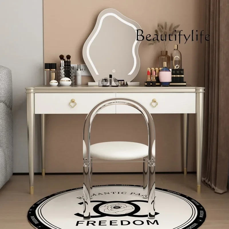 

yj5 French cream style solid wood dresser bedroom modern desk light luxury small apartment makeup table