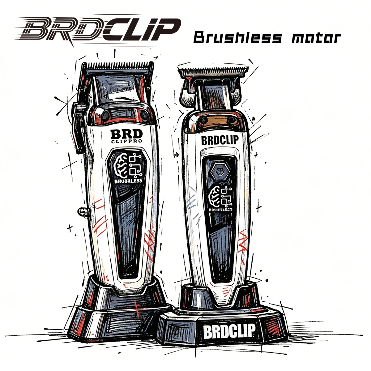 

BRDCLIP Professional Hair Clipper with Magnetic Cover 7500RPM Brushless Motor Barber Fade Blade Trimmer Outline Charger Cutting