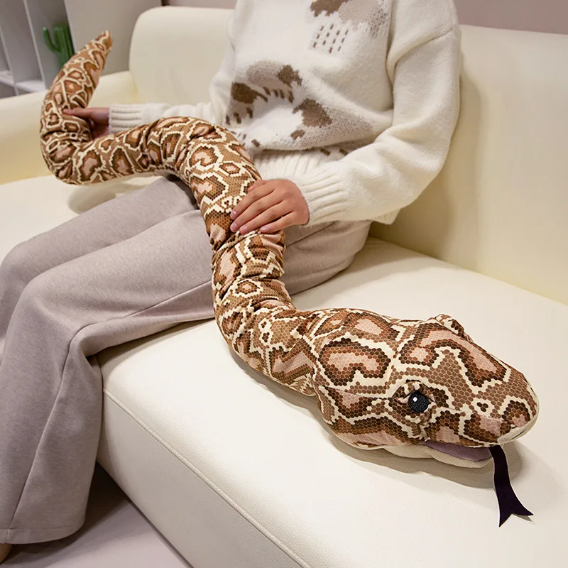 Simulation 170 cm Python Plush Doll Hand Puppet Realistic Snake Plush Toy High-Quality Soft Stuffed Cotton Decoration Bedroom