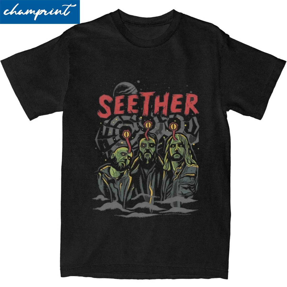 Seether Affiche Les Bouillonnements Sombres T Shirt Men Cotton Tops Kawaii Crewneck Short Sleeve