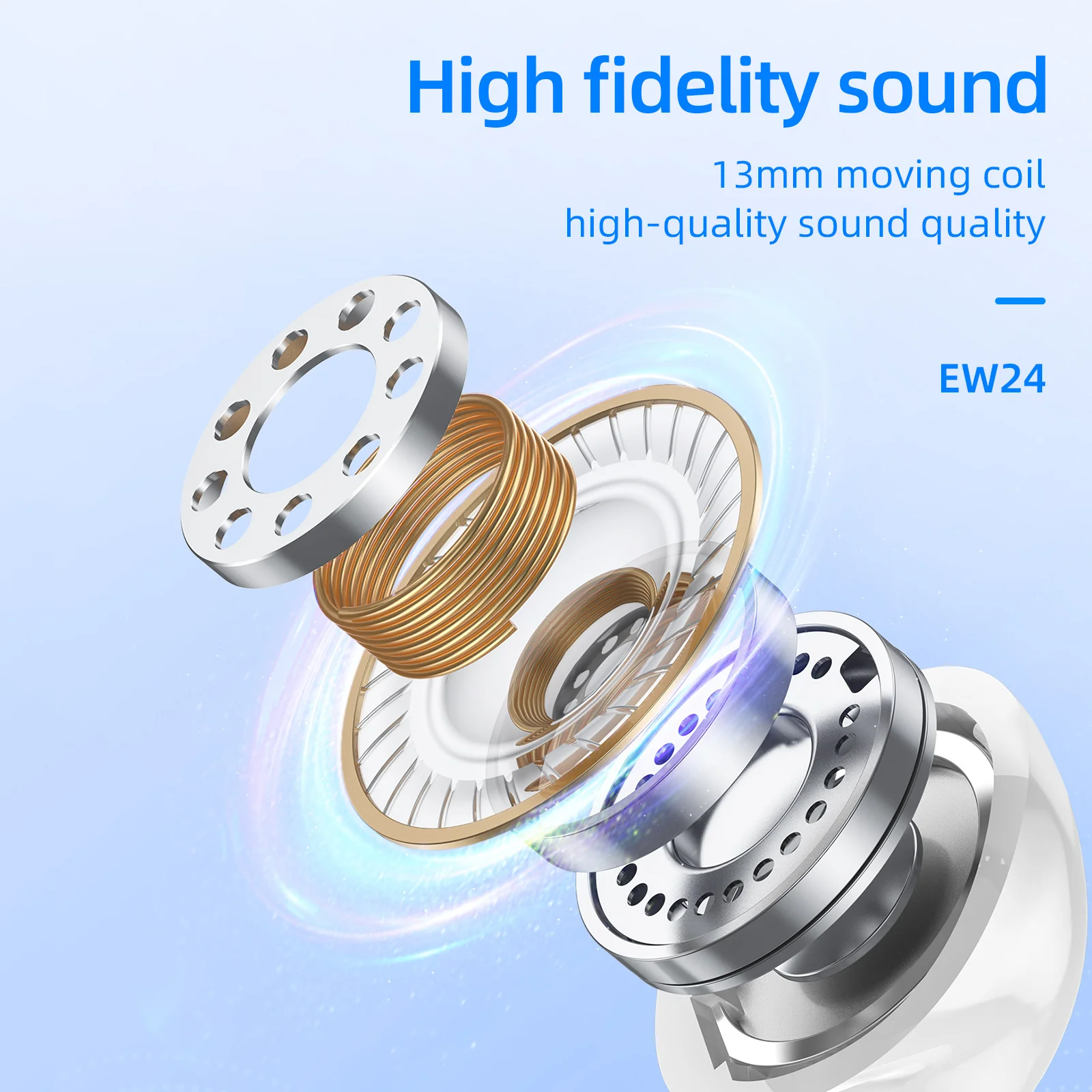 Hoco ew24 mini fone de ouvido bluetooth sem fio alto sons semi-in-ear música baixo fones de ouvido para iphone android móvel branco