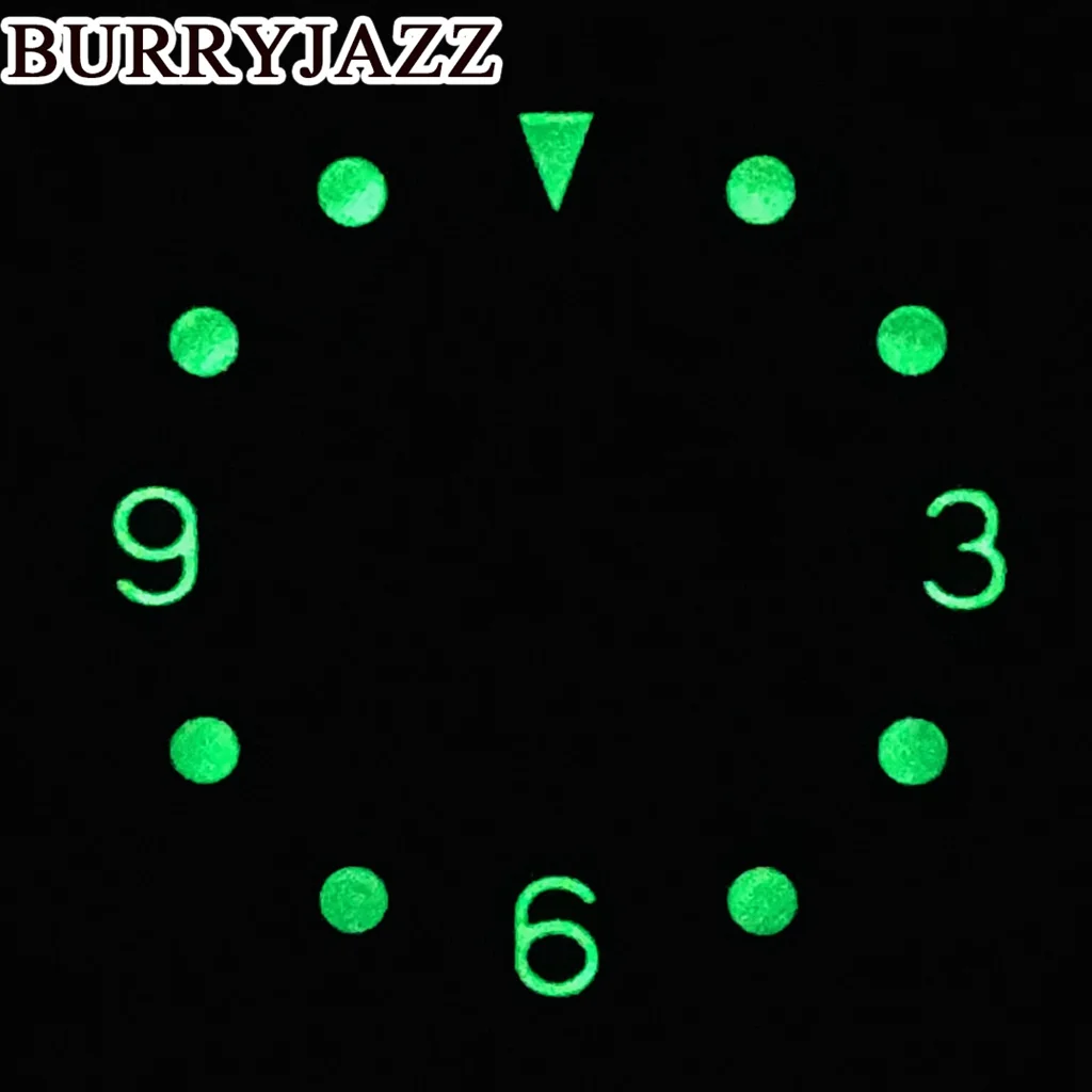 BURRYJAZZ 29mm No Logo NH35 NH36 ETA2824 2836 DG2813 PT5000Miyota 8215Watch Dials  Dial GreenLuminous Fit 3 O'clock Case Crown