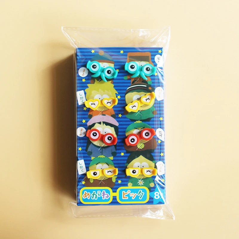 8pcs Cartoon Glasses Fruit Fork Mini Cartoon Children Snack Cake Dessert Toothpick Bento Lunches Party Decoration