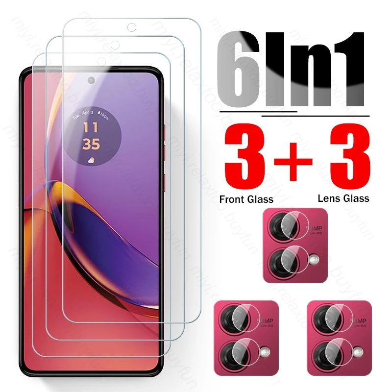 For Motorola Moto G84 5G Case 6In1 Camera Lens Screen Protector Tempered Glass Cover On MotoG84 G 84 54 14 G14 G24 4G G34 G54 5G