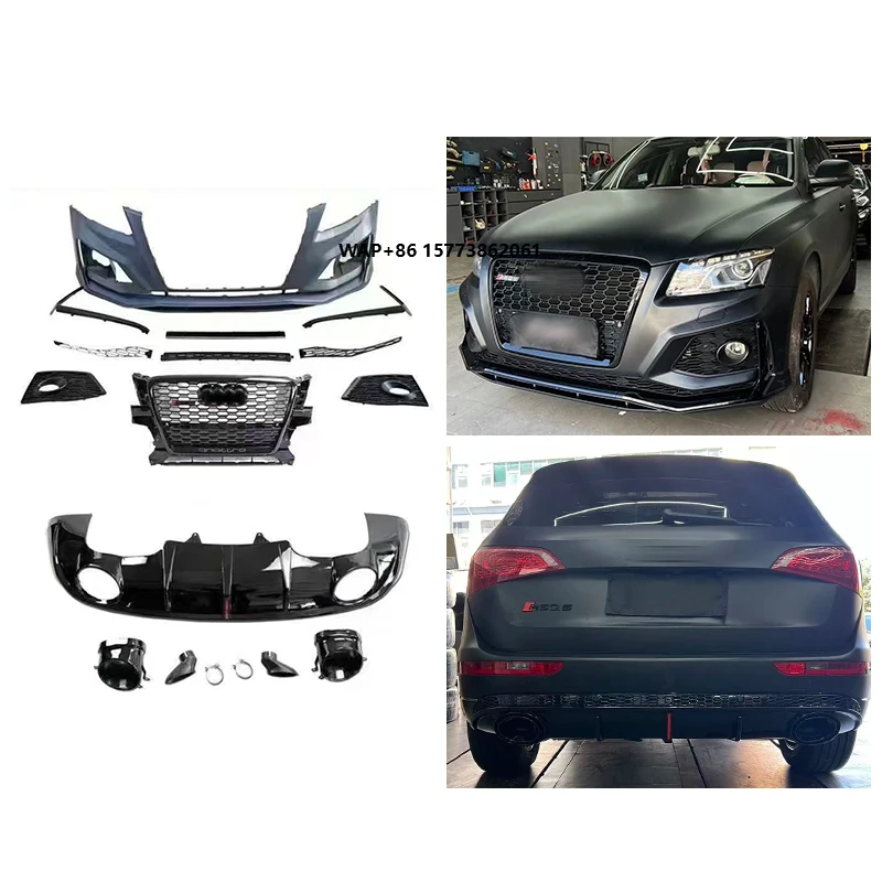 

RSQ5 New Front & Rear Bumper Body Kit with Fog Light Grille Bolt-On Universal Fitment for 2008-2012 AUD Q5/Q5L