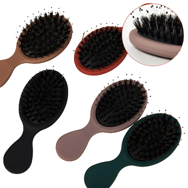 Hair Brush Oval Boar BristleNylon Hair Comb Mini Anti-static Hair Scalp Massage Comb Hairbrush Salon HairCare Brush Styling Tool