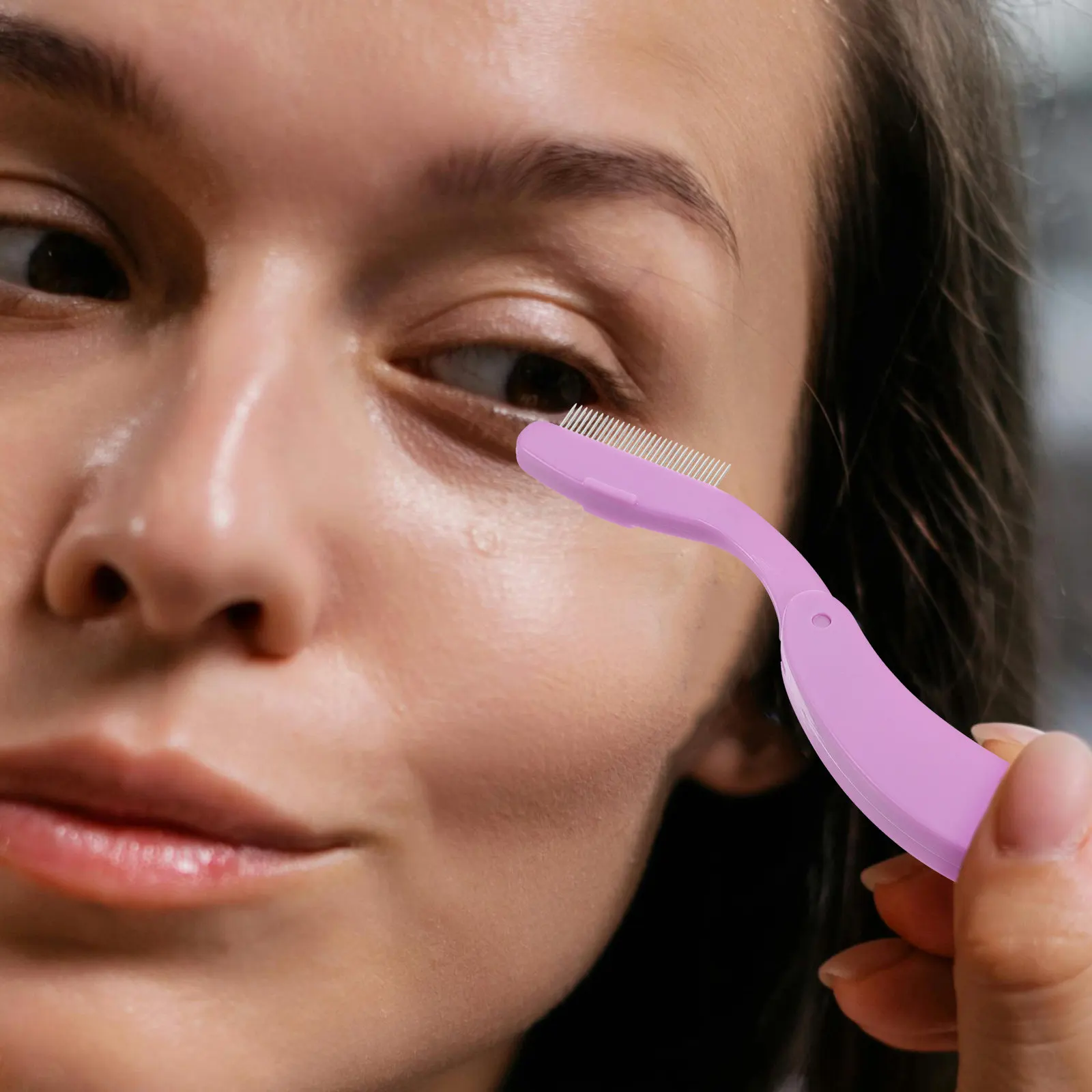 Foldable Eyelash Comb Stainless Steel Lash Comb Separator Eyebrow Brush for Eyelashes Brows Travel Compact Beauty Grooming Tool