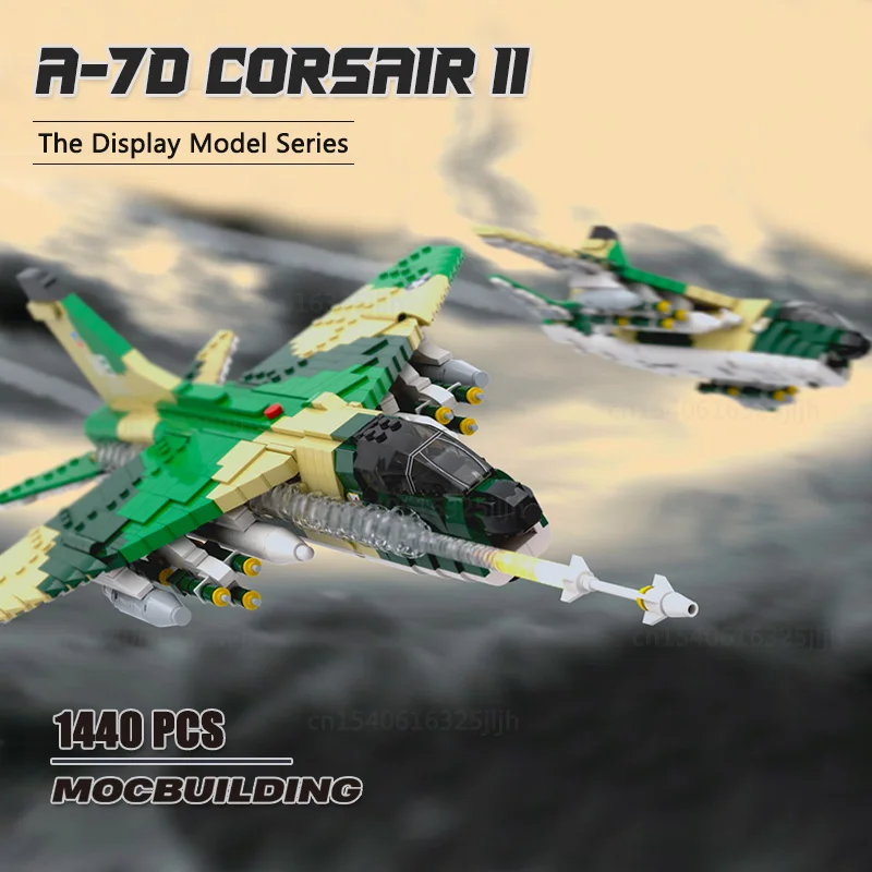 1/35 Scale A-7D Corsair II Military Fighter MOC Building Blocks Airplane Model Technology Bricks Collection Display Toys Gifts