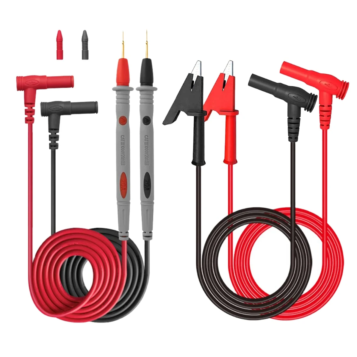 Multimeter Test Leads, 1 Pair Of Test Leads With Alligator Clips And 24K Test Probes,1000V 20A Lead Test Kit