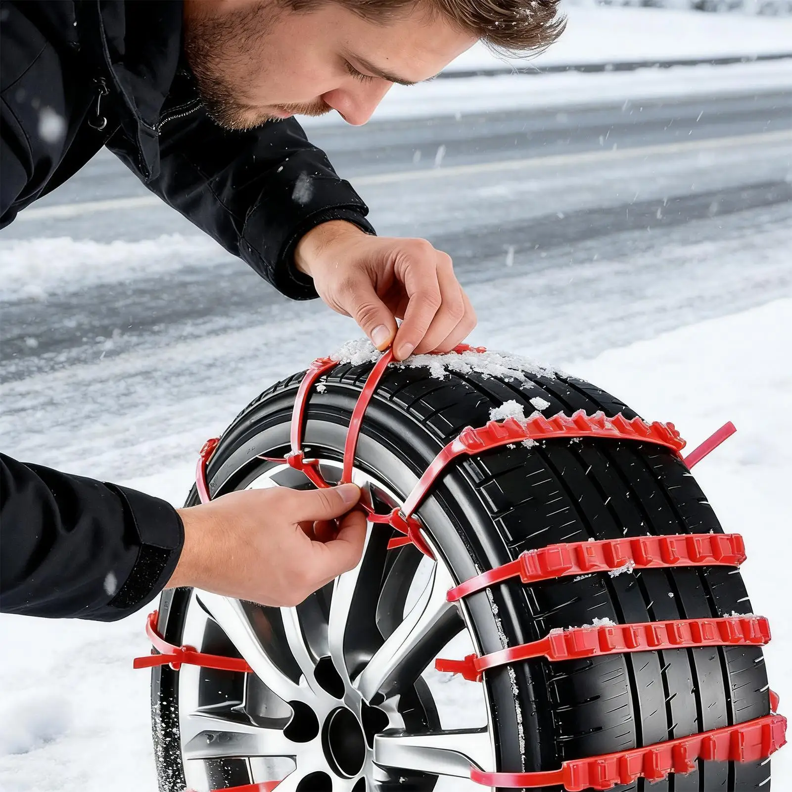 

20 шт. противоскользящие цепи для шин автомобиля, на молнии, для седанов, внедорожников, грузовиков, для зимнего вождения на улице