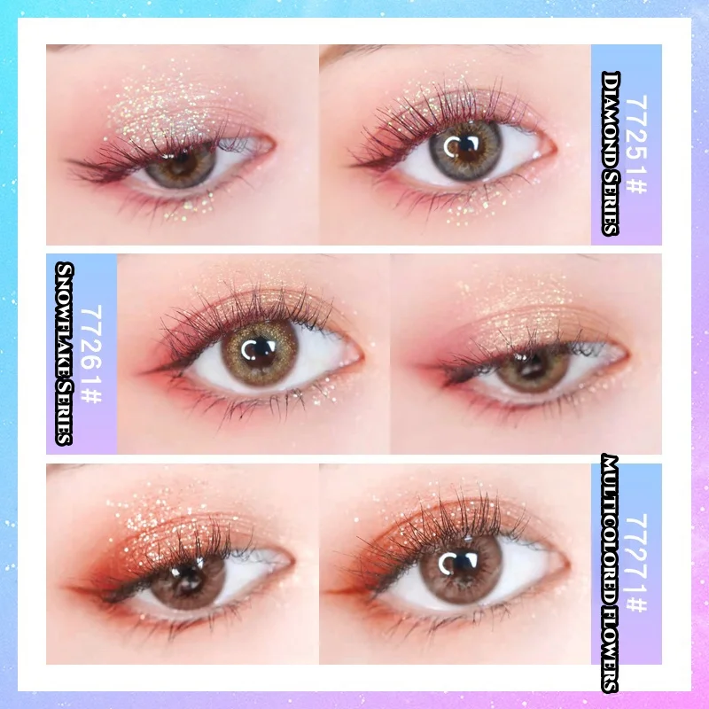 KAN Diamond Prism Palette Eyeshadow compact, five color flower popping glitter eyeshadow stage style fairy style eye makeup