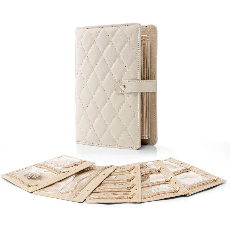New Leather Loose-leaf Jewelry Storage Book Large Capacity Jewelry Storage Bag Earrings Necklace Light Luxury Binder