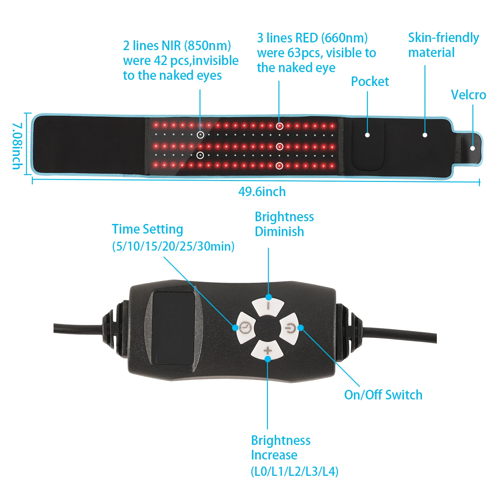 Newest Red Light Belt , Infrared Light Belt  with Red   660nm and Infrared   850nm,red light for waist back