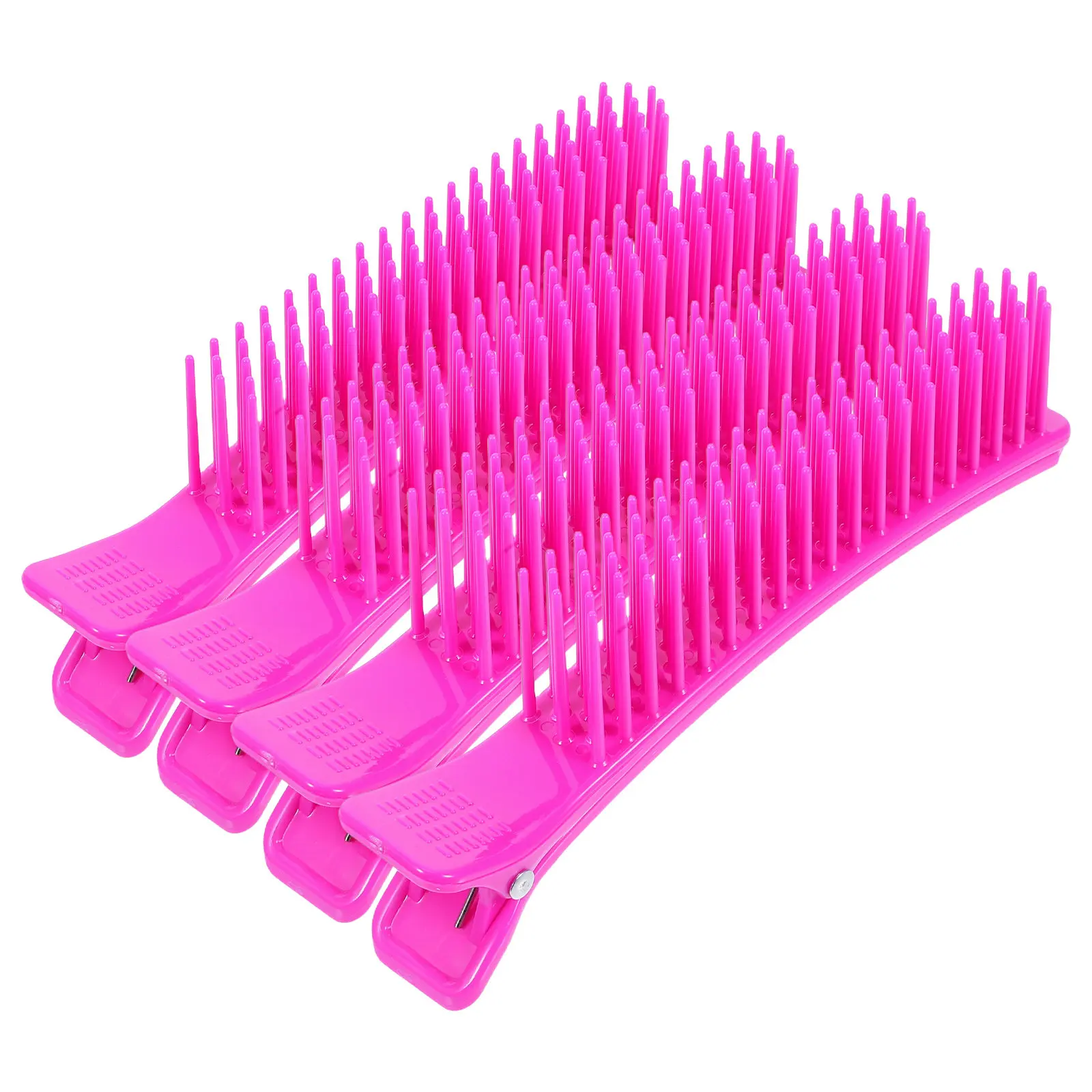 4Pcs Flat Hair Sectioning Clips Non-Slip Grip Color-Coded with Integrated Comb for Hair Dyeing Perming Styling Salon Home