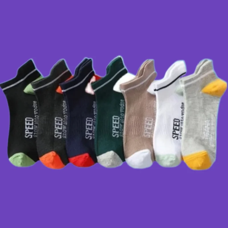 

7/14 Pairs New Socks Low-top Men's Student Trendy Sports Casual Socks Men's Summer Ultra-thin Mesh Breathable Fashion Boat Socks