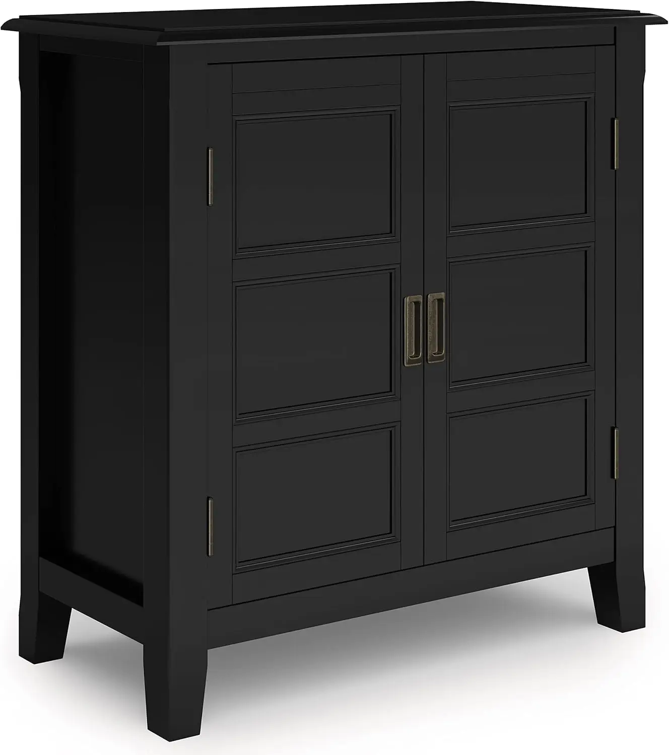 Burlington Solid Wood 30 inch Wide Traditional Low Storage Cabinet in Black for The Living Room, Entryway and Family