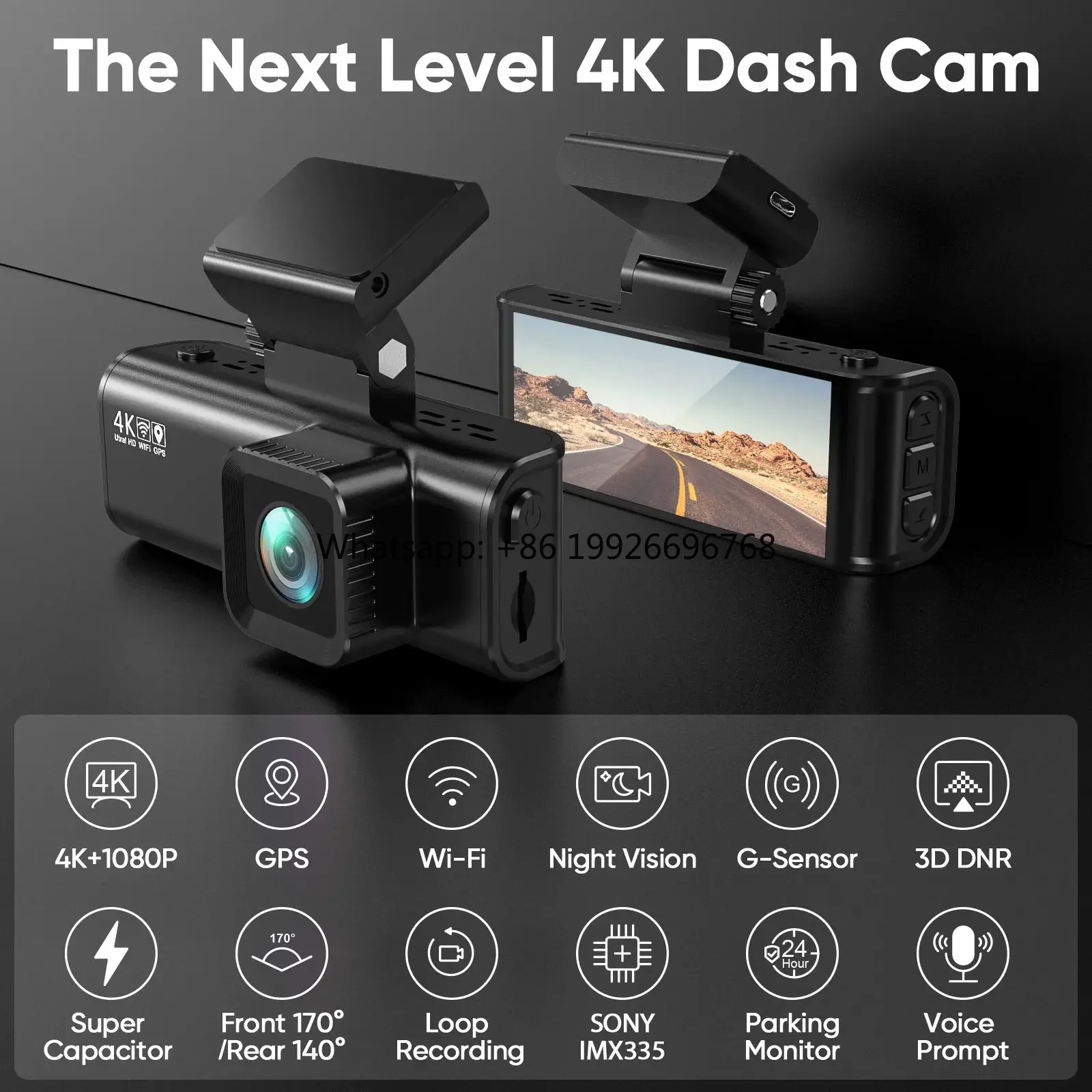 

Dash Cam WIFI GPS Mini Car DVR Front 4K and Rear 1080P Dual Lens Room camer Night Vision 24H Parking Monior Black Box manufactur