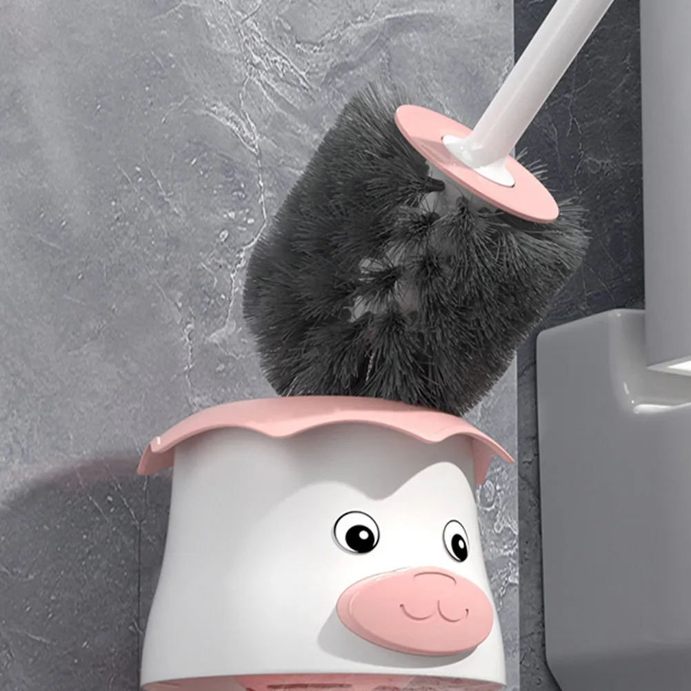 

Набор для уборки туалета: щетка с держателем, мультяшный дизайн, длинная ручка, мягкая щетина, многофункциональный инструмент для чистки ванной комнаты, настенное крепление