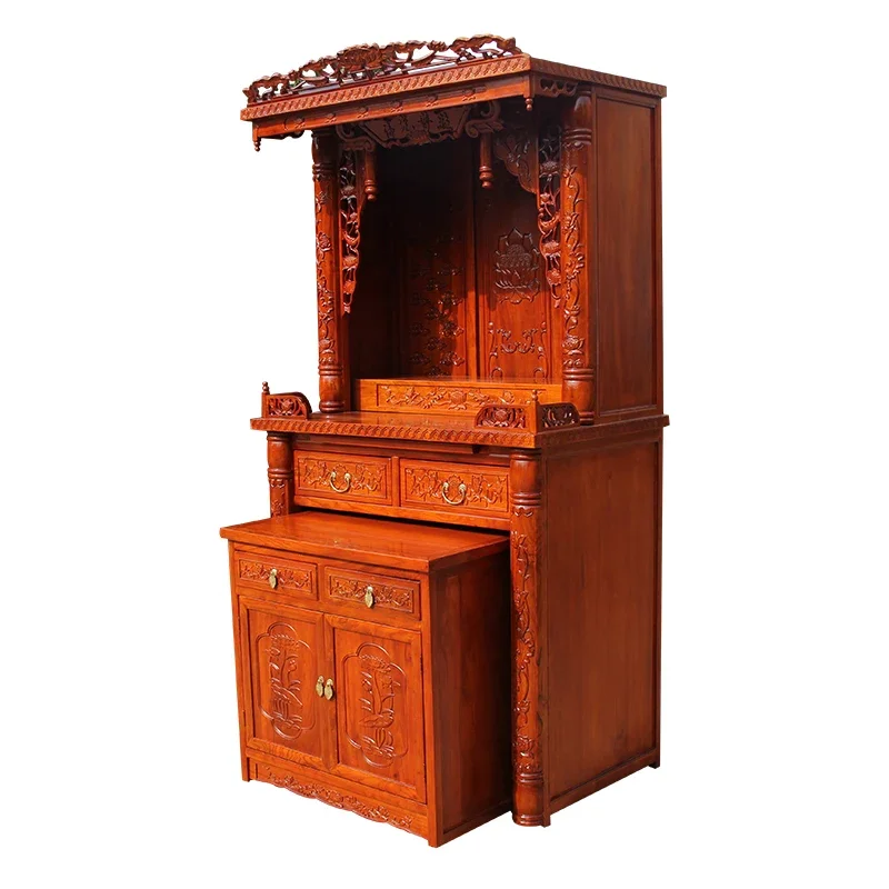 Solid wood Buddhist niche vertical cabinet offering table Buddhist platform household offering table Shentai divine cabinet