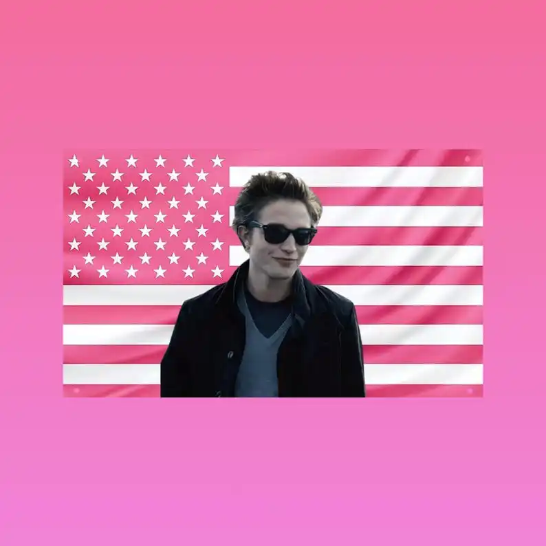 Edward Cullen Pink American Flag Robert Pattinson Twilight Wall Tapestry Movie Room Decor Advertising Garage Decoration Flaga