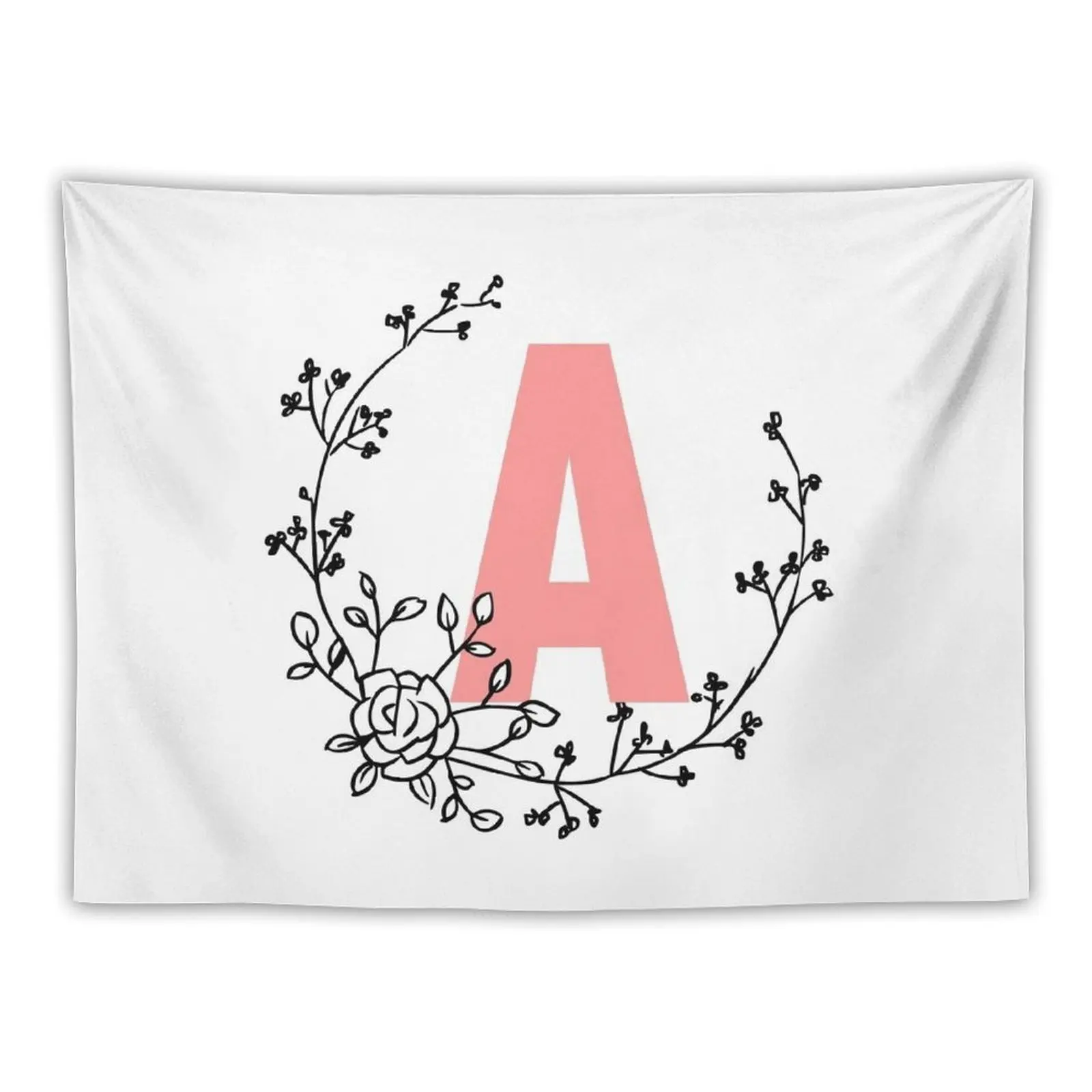 

A Letter Monogram Pink with Floral Wreath Tapestry Room Decorations Room Decorator Bedroom Decor Tapestry