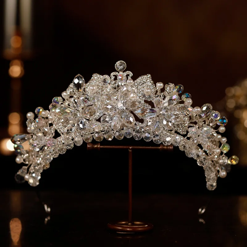 تاج الزفاف غطاء الرأس عالية الجودة الباروك جديد تاج غطاء الرأس الزفاف التصوير الفوتوغرافي قاعة فستان الزفاف