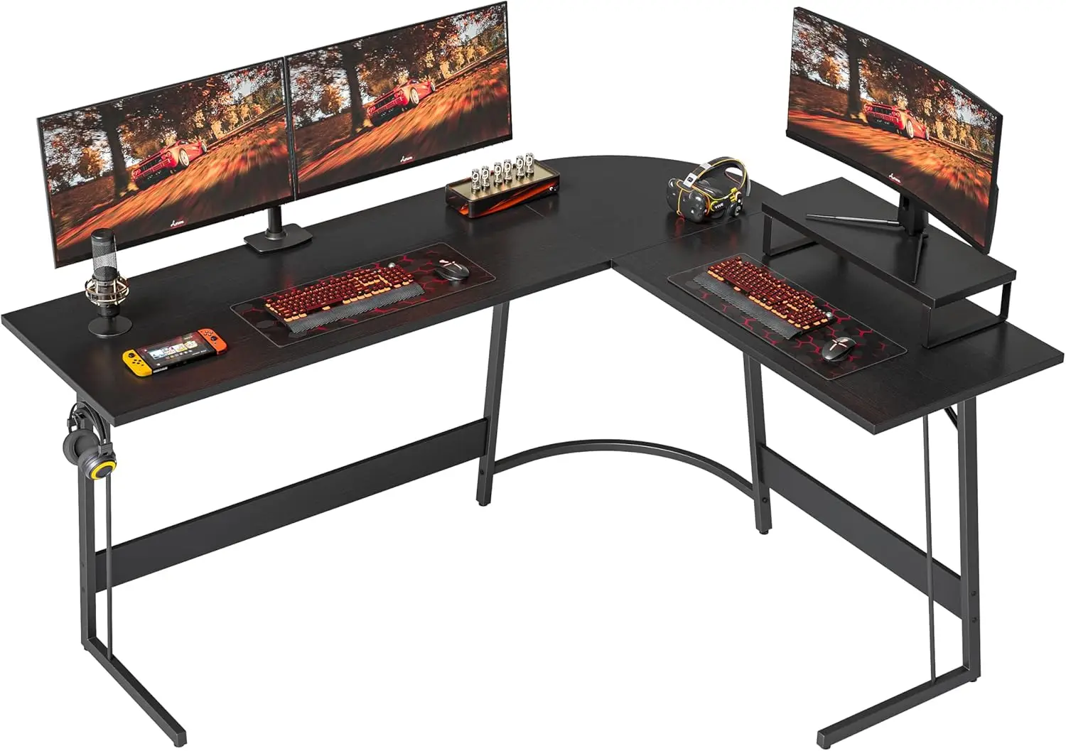 

L Shaped Desk, Computer Corner Desk, Gaming Desk w/Monitor Stand, Home Office Study Writing Workstation, 59 Inch