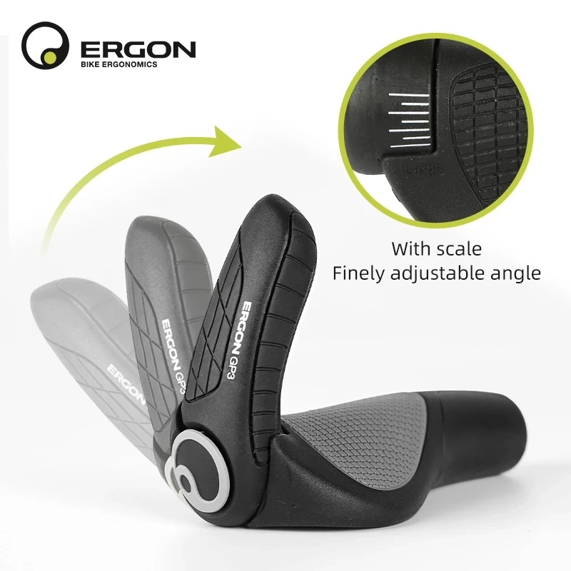 ERGON Bicycle Grips Rubber Mtb Cuffs Mount Clamp Ergonomics Non-Slip Shock Absorption Cycling Lock-On Ends Mountain Bike Grips